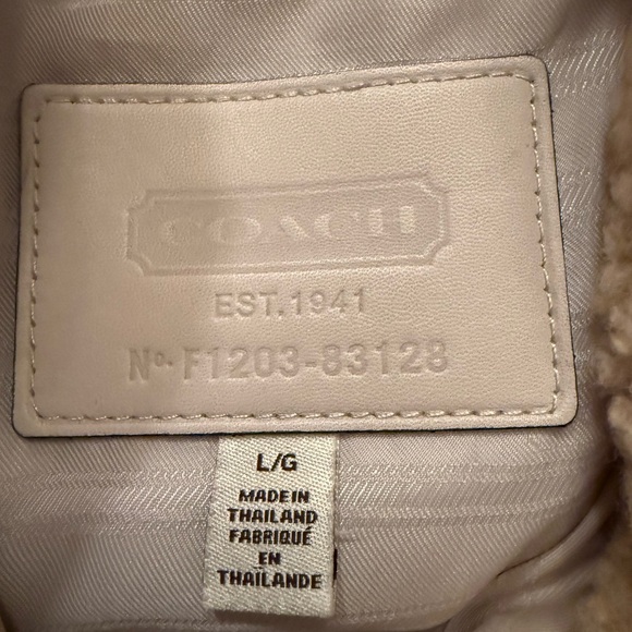 Coach Down Puffer Jacket 83128 Shearing collar plaid leather tattersall Large - Picture 10 of 13